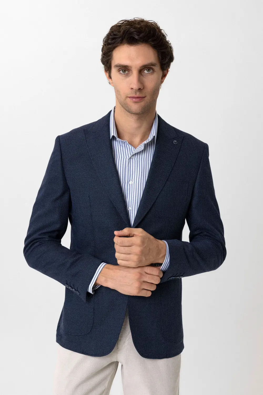 Slim Kalıp Armürlü Ceket