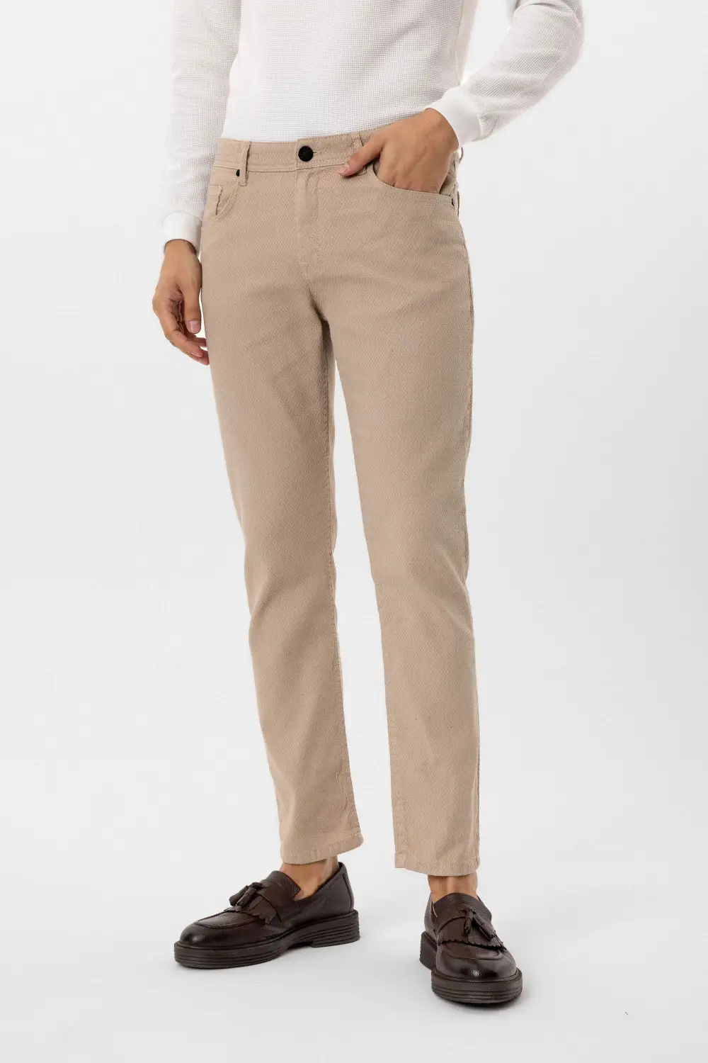 Regular Kalıp Armürlü Pantolon