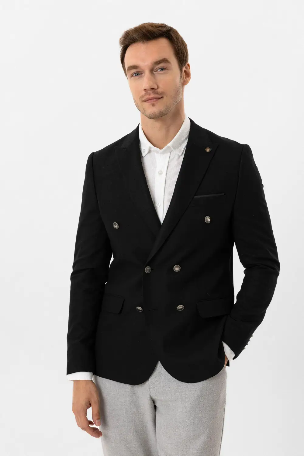 Slim Kalıp Desenli Ceket