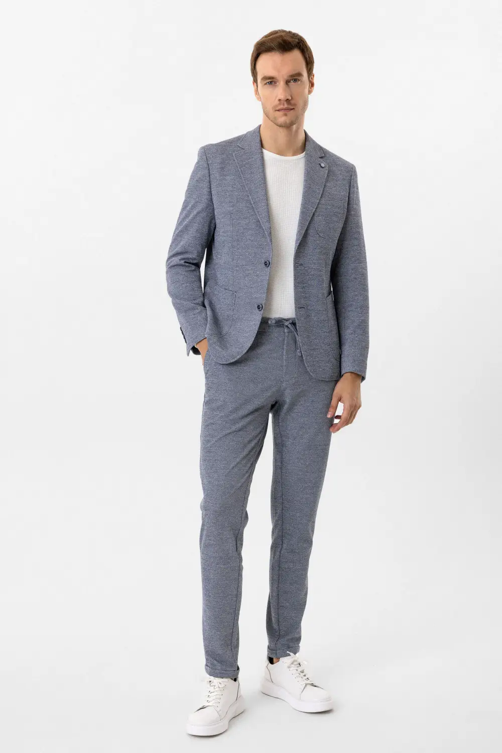 Slimfit Desenli Takım Elbise