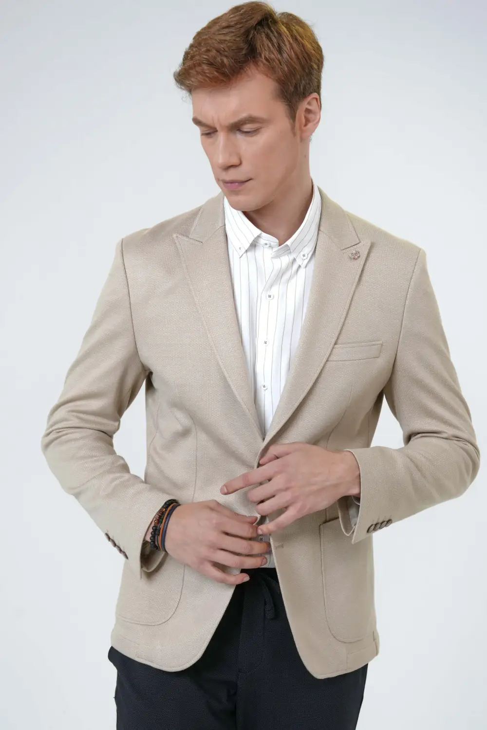 Slim Kalıp Baskılı Ceket