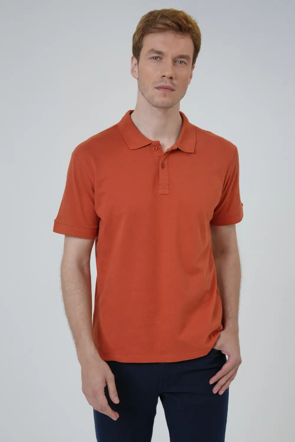 Slim Fit Polo Collar T-Shirt in Pink - 100% Cotton Casual Wear from Turkey