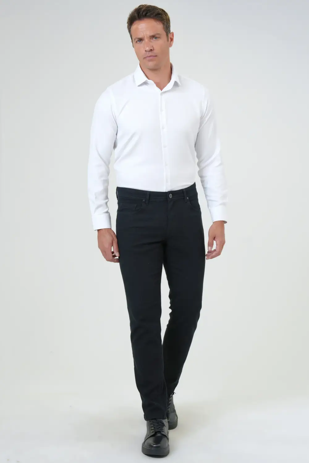 Slim Fit Armored Trousers with 5 Pockets in Beige, 98% Cotton and 2% EA, Casual Style, Available in Sizes 40 to 50