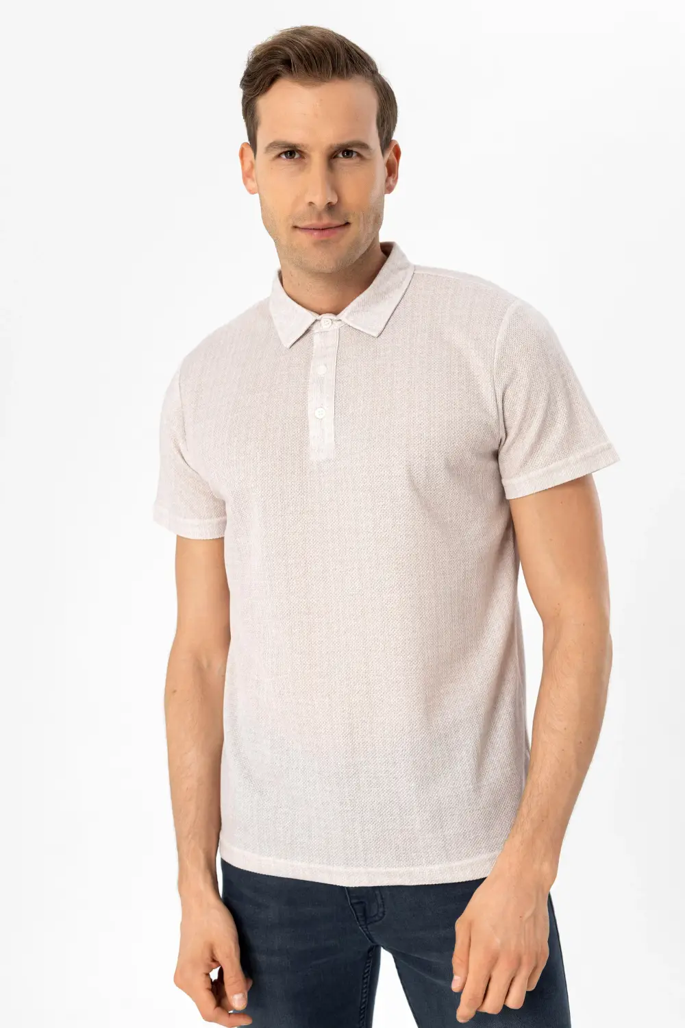 Polo Neck Slim Pattern Printed T-Shirt