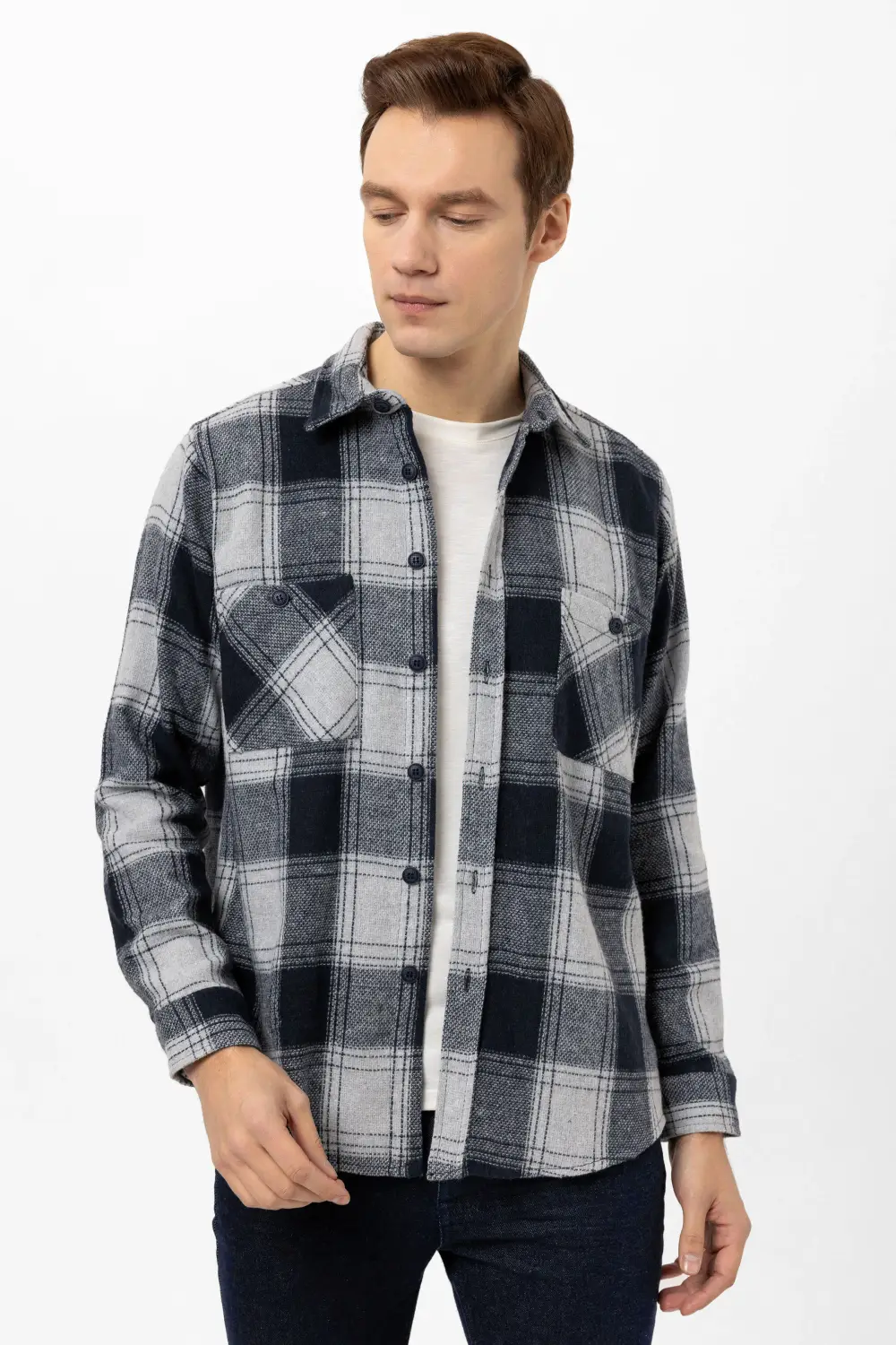 Köşeli Manşet Regular Kareli Gömlek