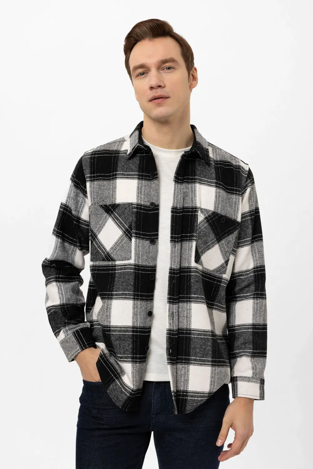 Köşeli Manşet Regular Kareli Gömlek