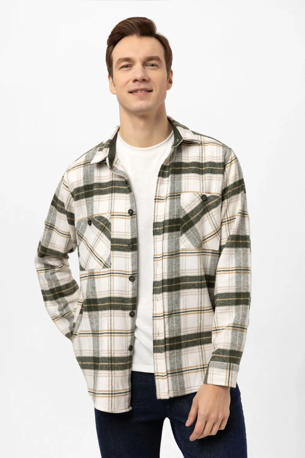 Köşeli Manşet Regular Kareli Gömlek