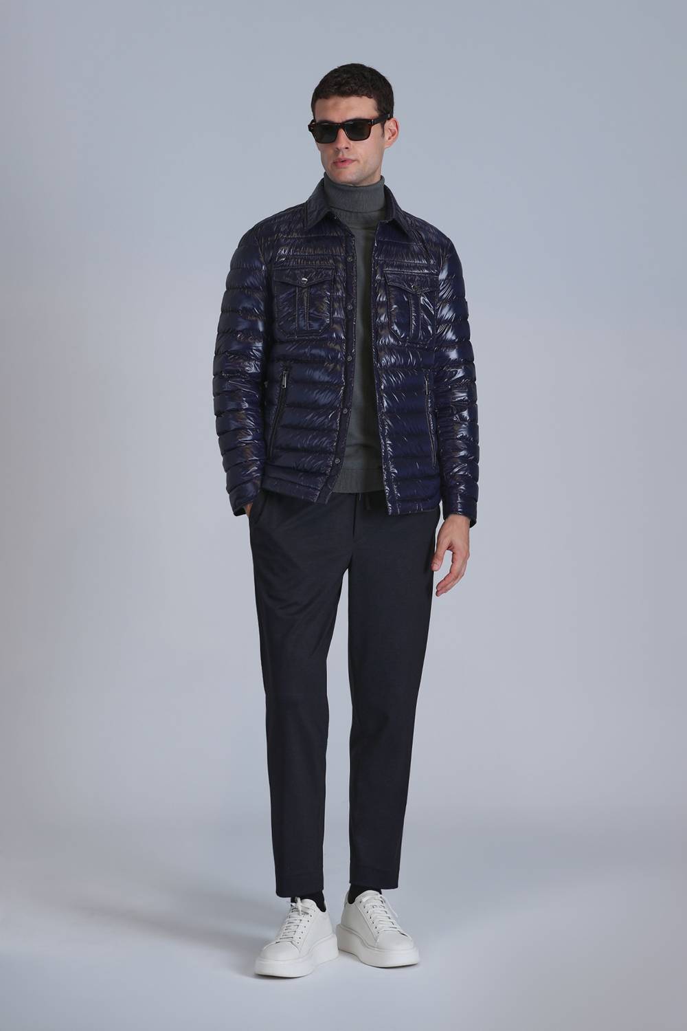 Kane Kaz Tüyü Erkek Mont Lacivert