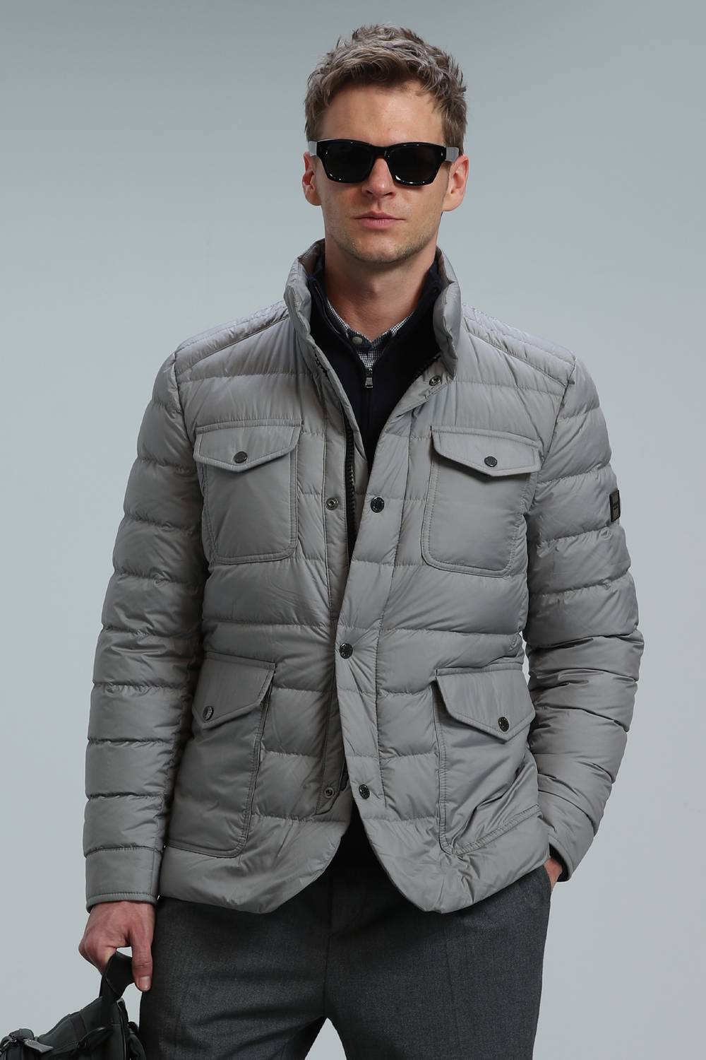 Curtis Kaz Tüyü Erkek Mont Gri