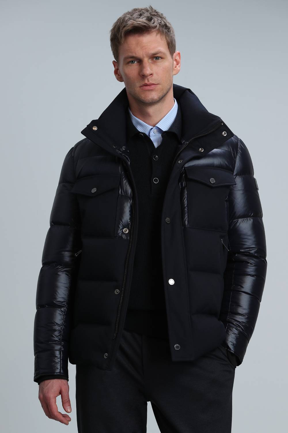 Genius Goose Feather Men's Coat Navy Blue