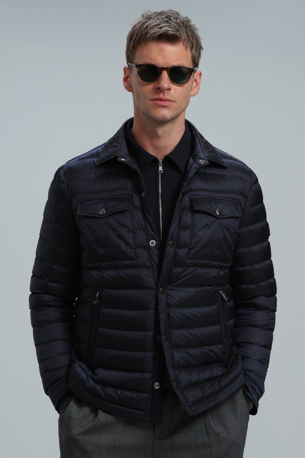 Kane Goose Feather Men's Coat Navy Blue