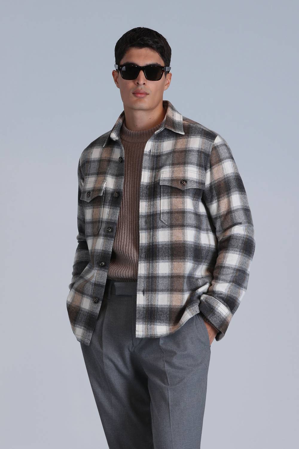 Мужская базовая рубашка Slim Fit цвета песок, размеры S, M, L, XL, XS