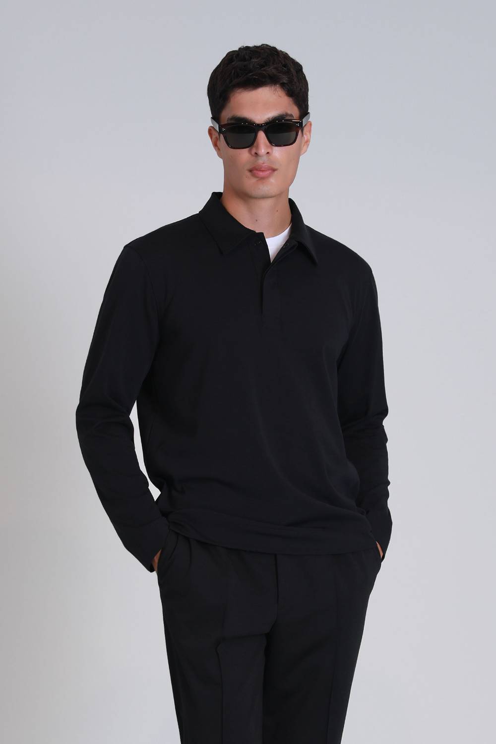 Evan Erkek Uzun Kol Tişört Siyah