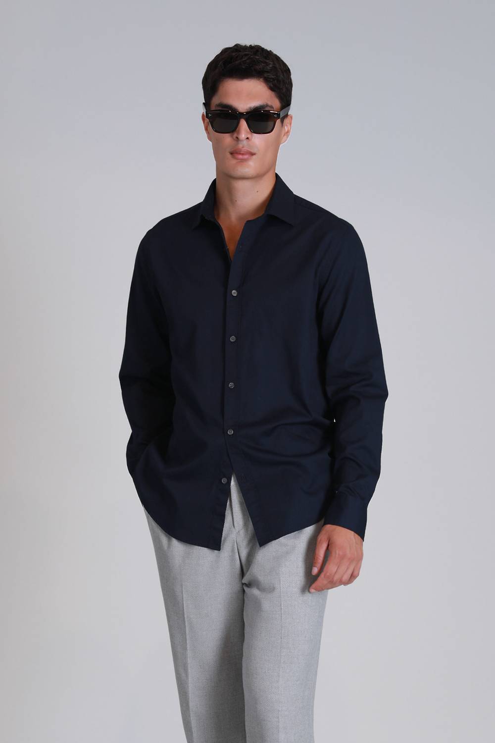 Ferla Erkek Basic Gömlek Slim Fit Lacivert