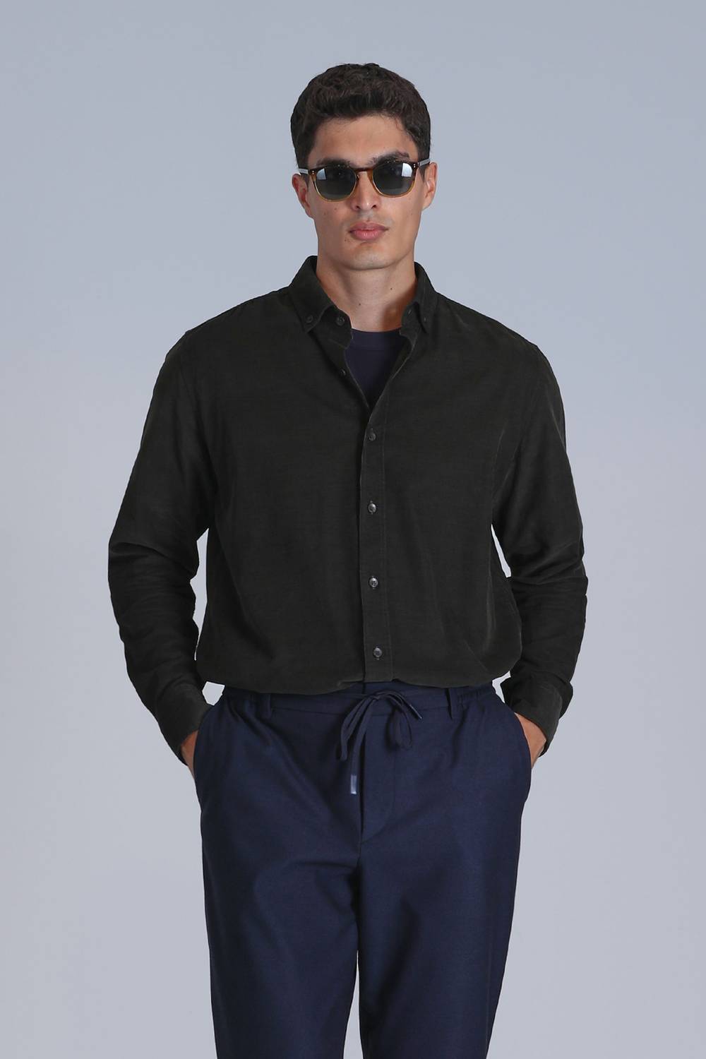 Water Erkek Basic Gömlek Slim Fit Yeşil