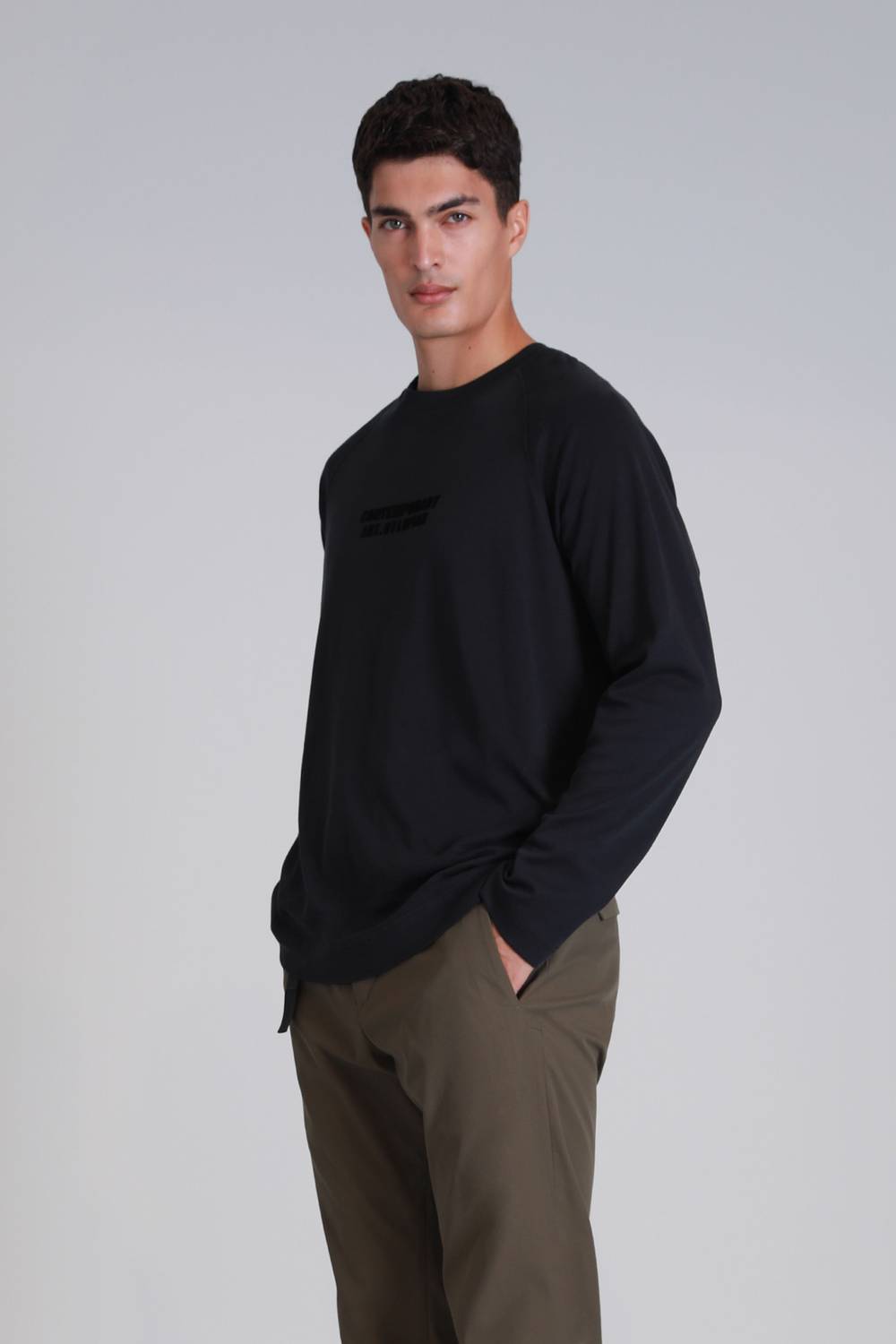 Holly Erkek Uzun Kol Tişört Siyah