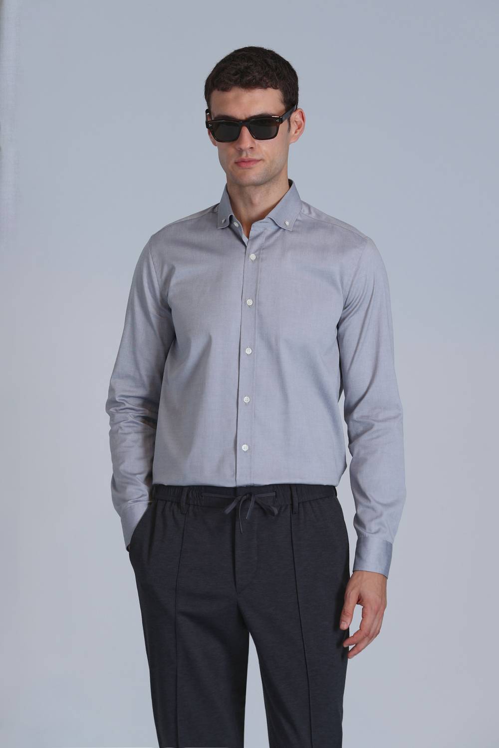 Danıel Erkek Basic Gömlek Slim Fit Gri