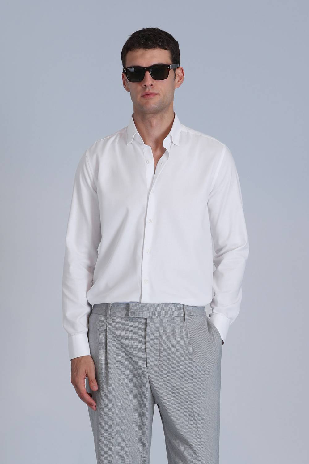 Barka Erkek Basic Gömlek Slim Fit Beyaz