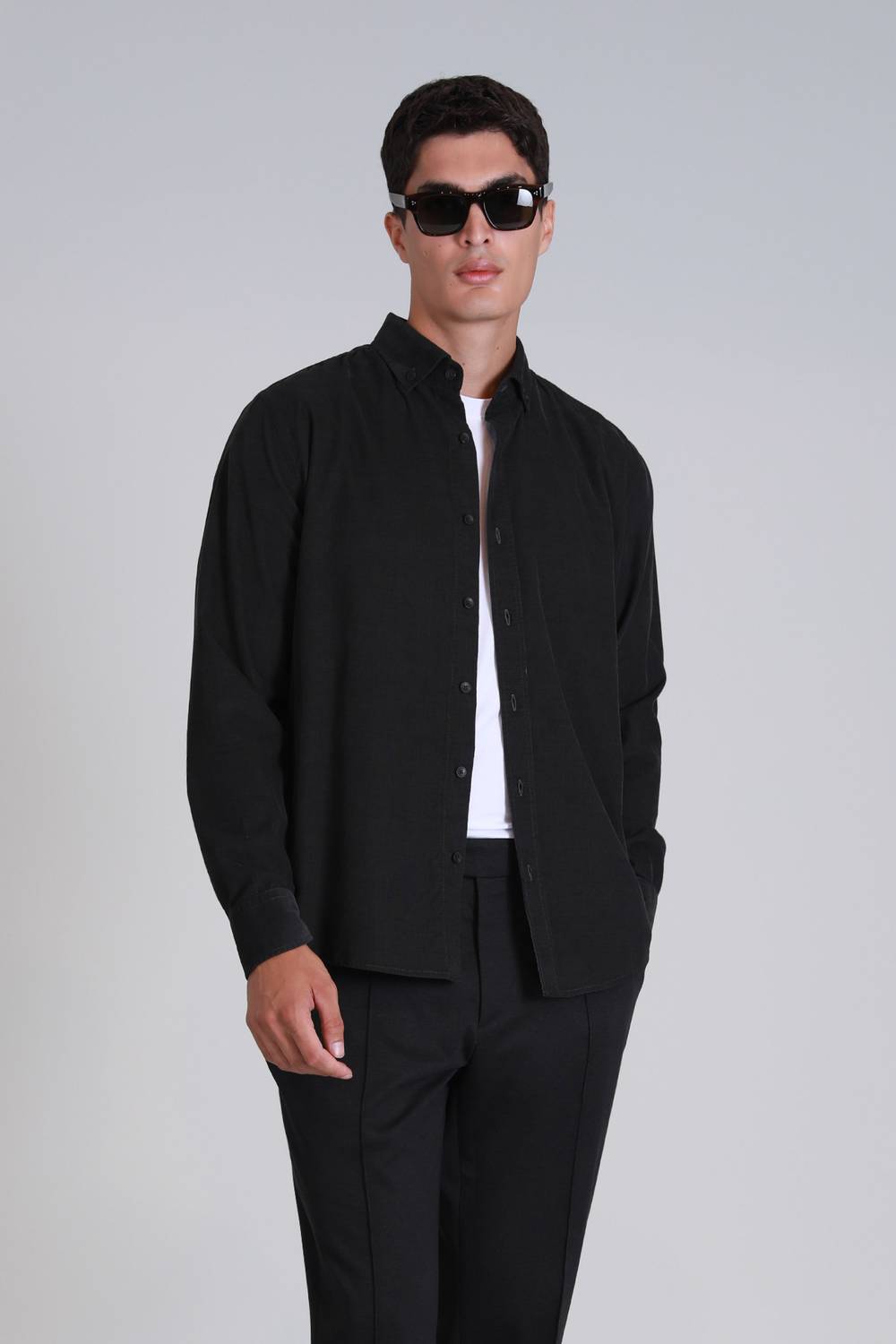 Water Erkek Basic Gömlek Slim Fit Antrasit