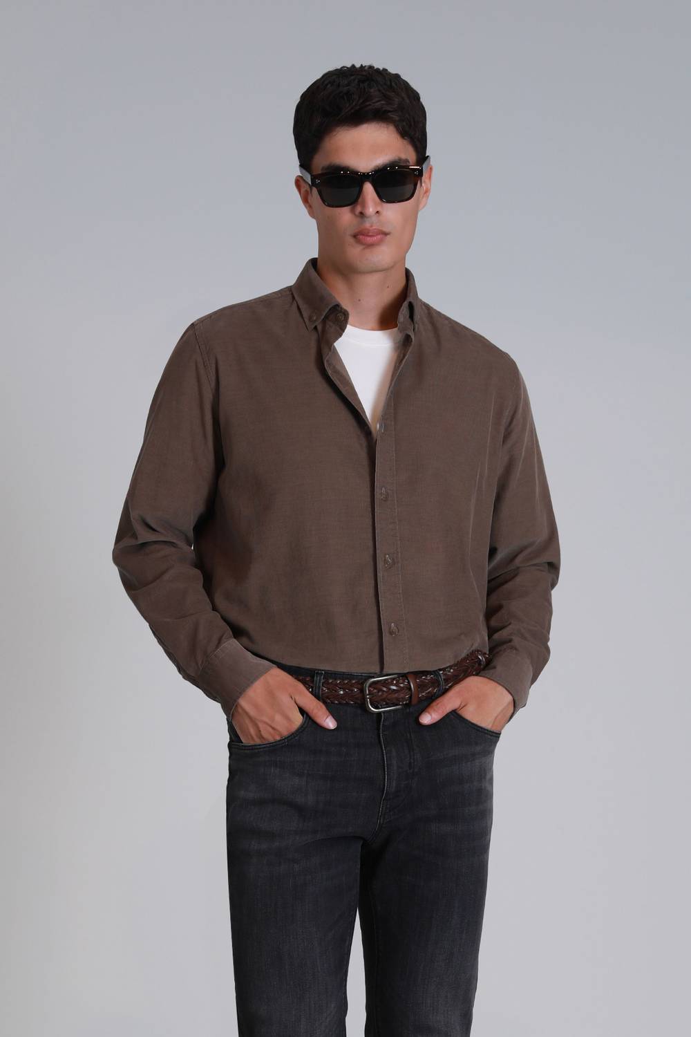 Water Erkek Basic Gömlek Slim Fit Kum