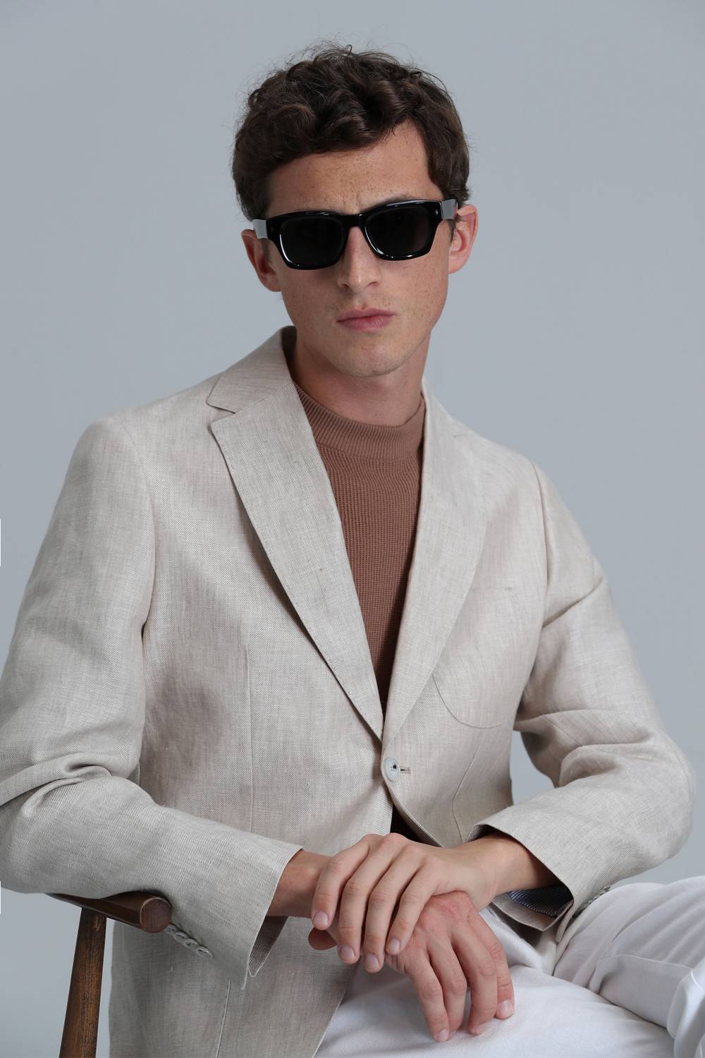 Rolf Spor Erkek Blazer Ceket Slim Fit Bej