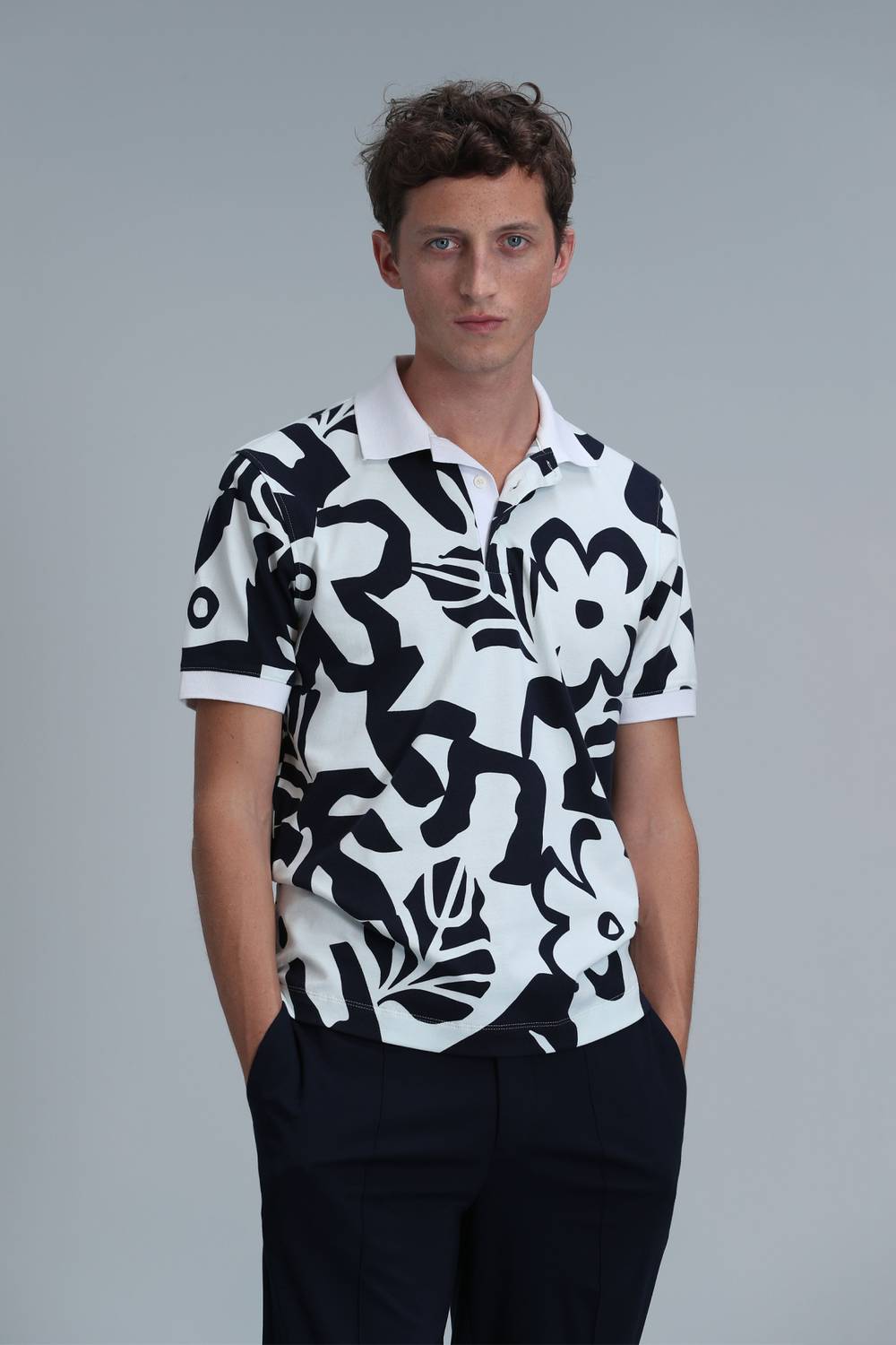 Lındon Smart Men's Polo Shirt in Off-White, available in various sizes from XS to 4XL