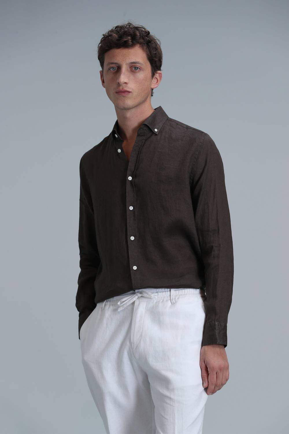 Pitaya Erkek Basic Gömlek Comfort Fit Kahverengi