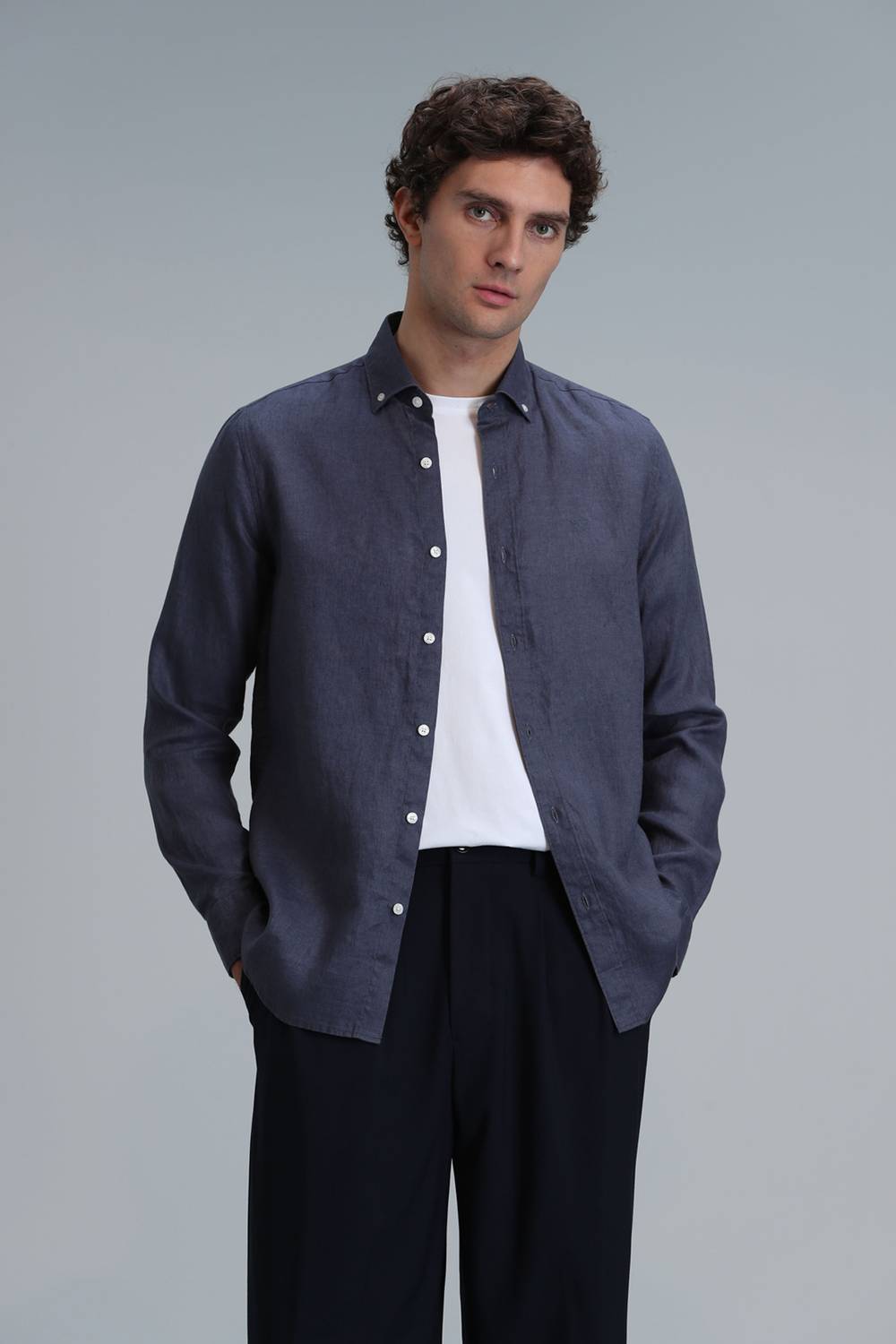 Pitaya Erkek Basic Gömlek Comfort Fit Antrasit