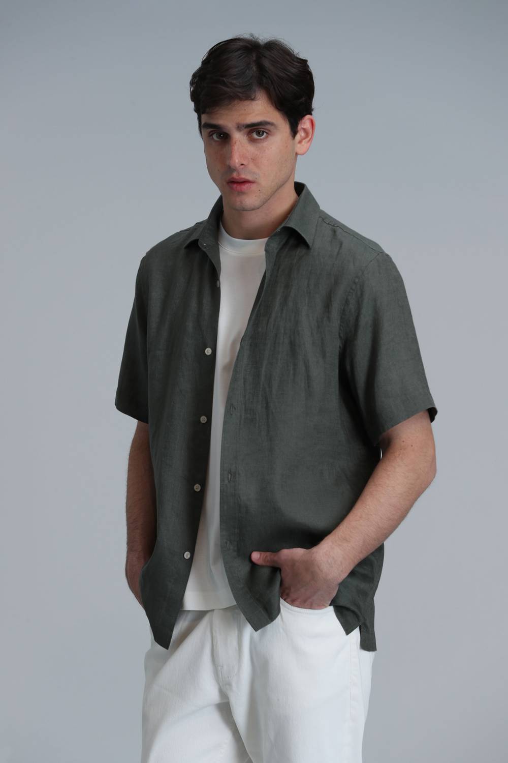 Bert Erkek Basic Gömlek Comfort Fit Haki