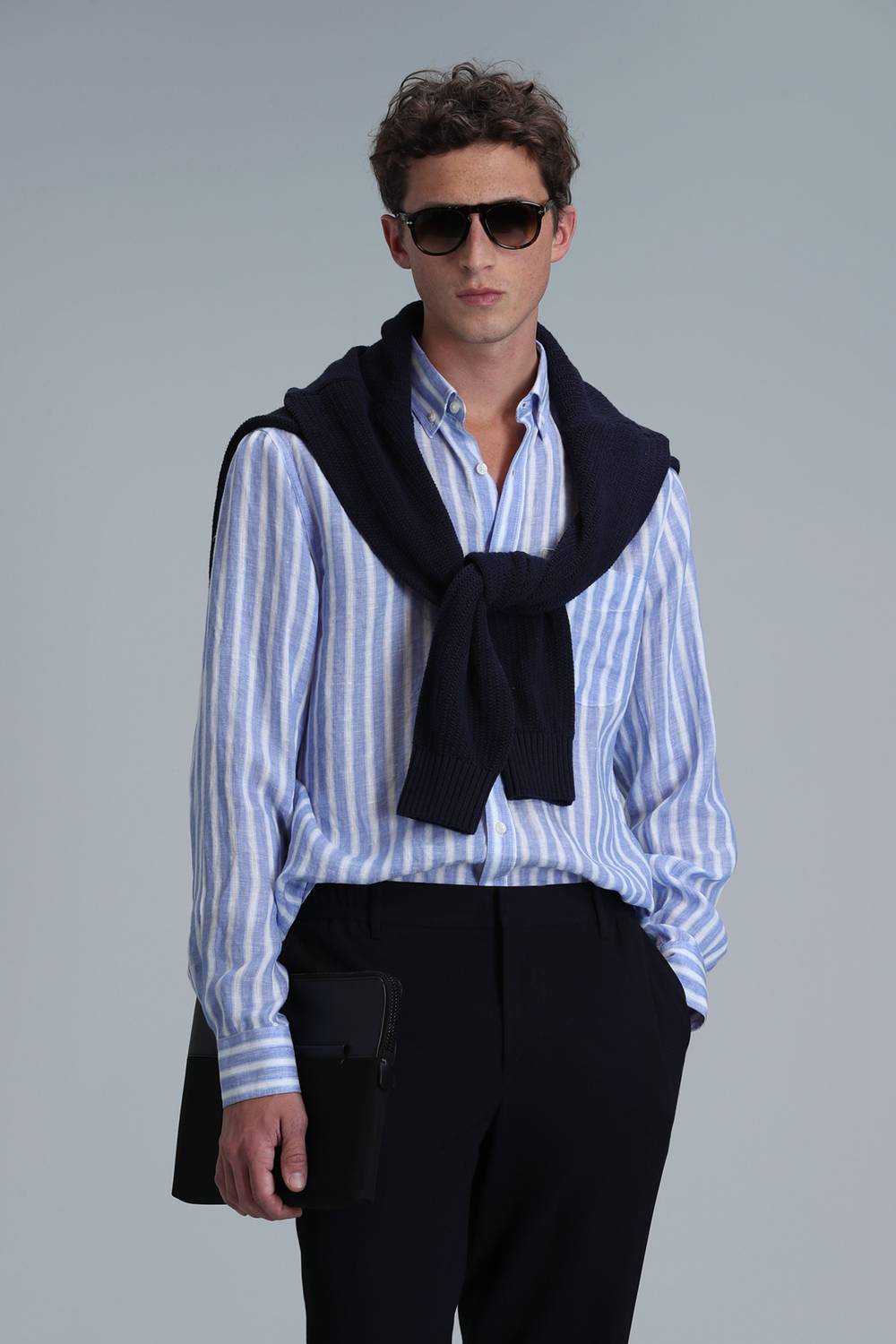 Мужская базовая рубашка London Regular Fit синего цвета, различные размеры от XS до 4XL