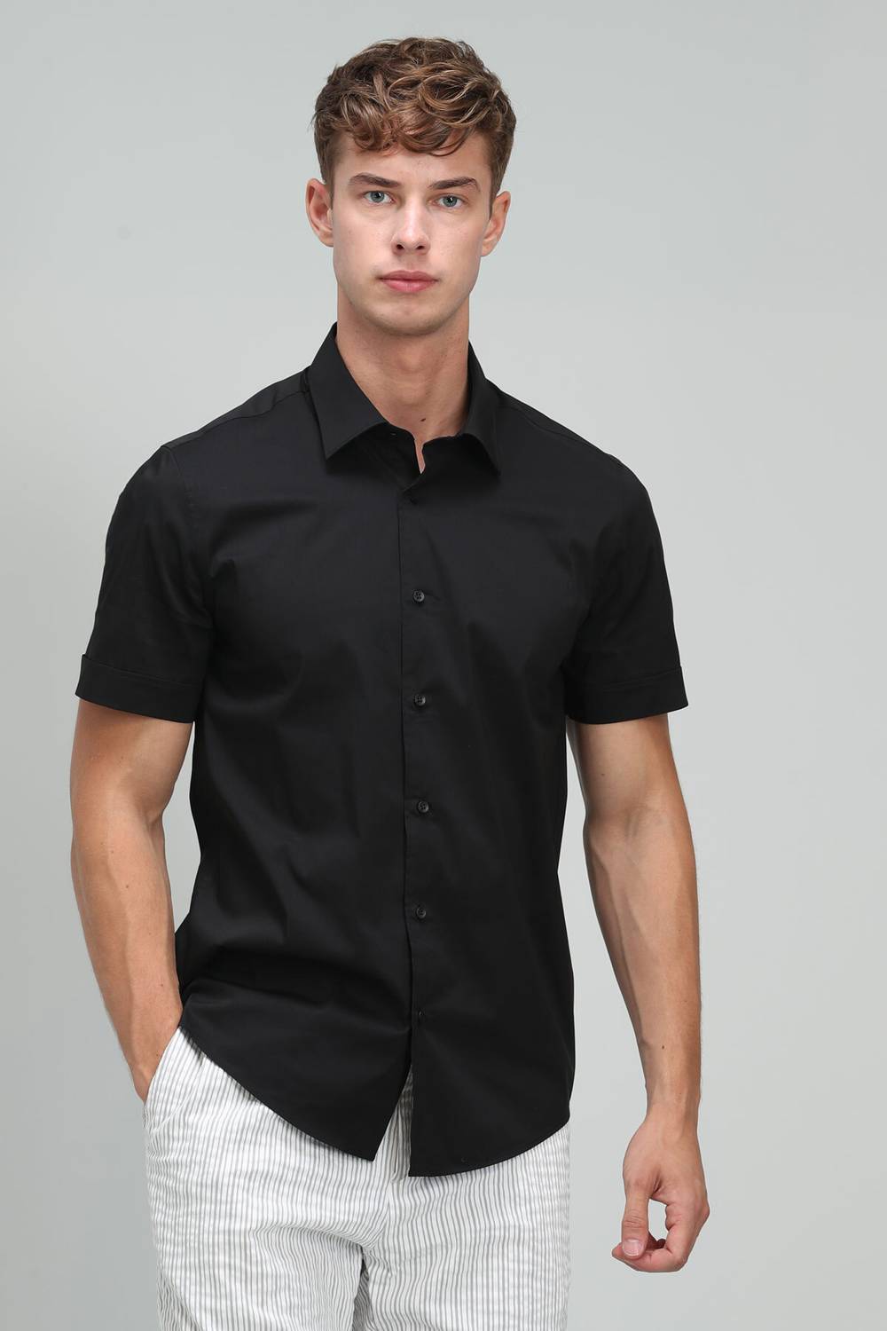 Arus Men's Smart Shirt Slim Fit Black