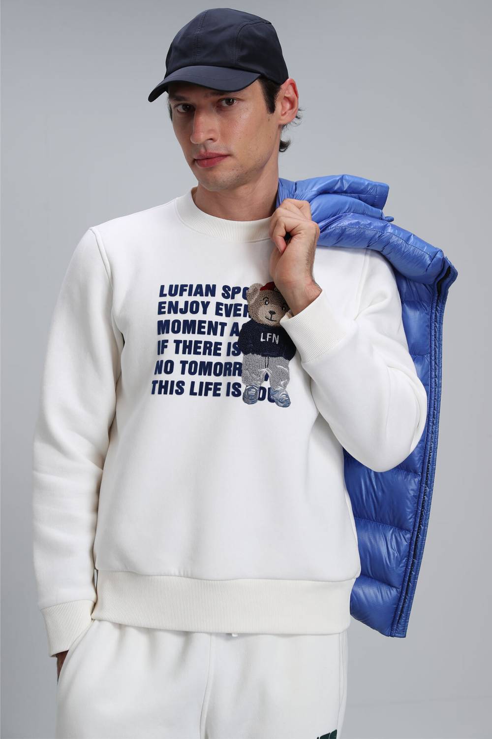Bud Erkek Sweatshirt Kirik Beyaz