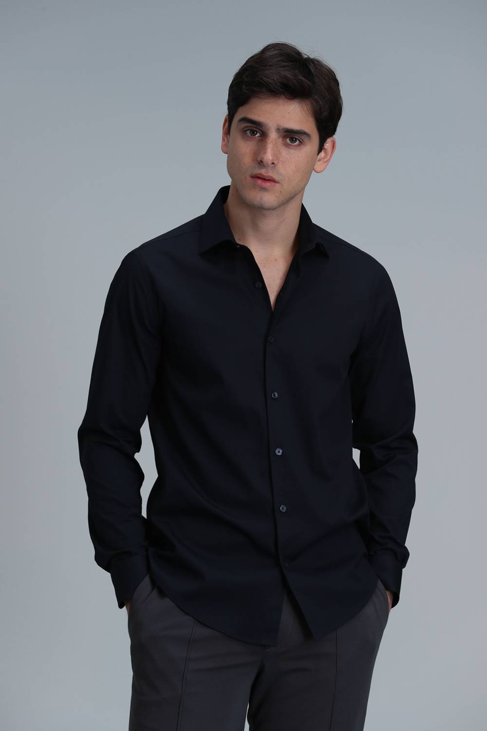 Mega Erkek Basic Gömlek Comfort Fit Lacivert