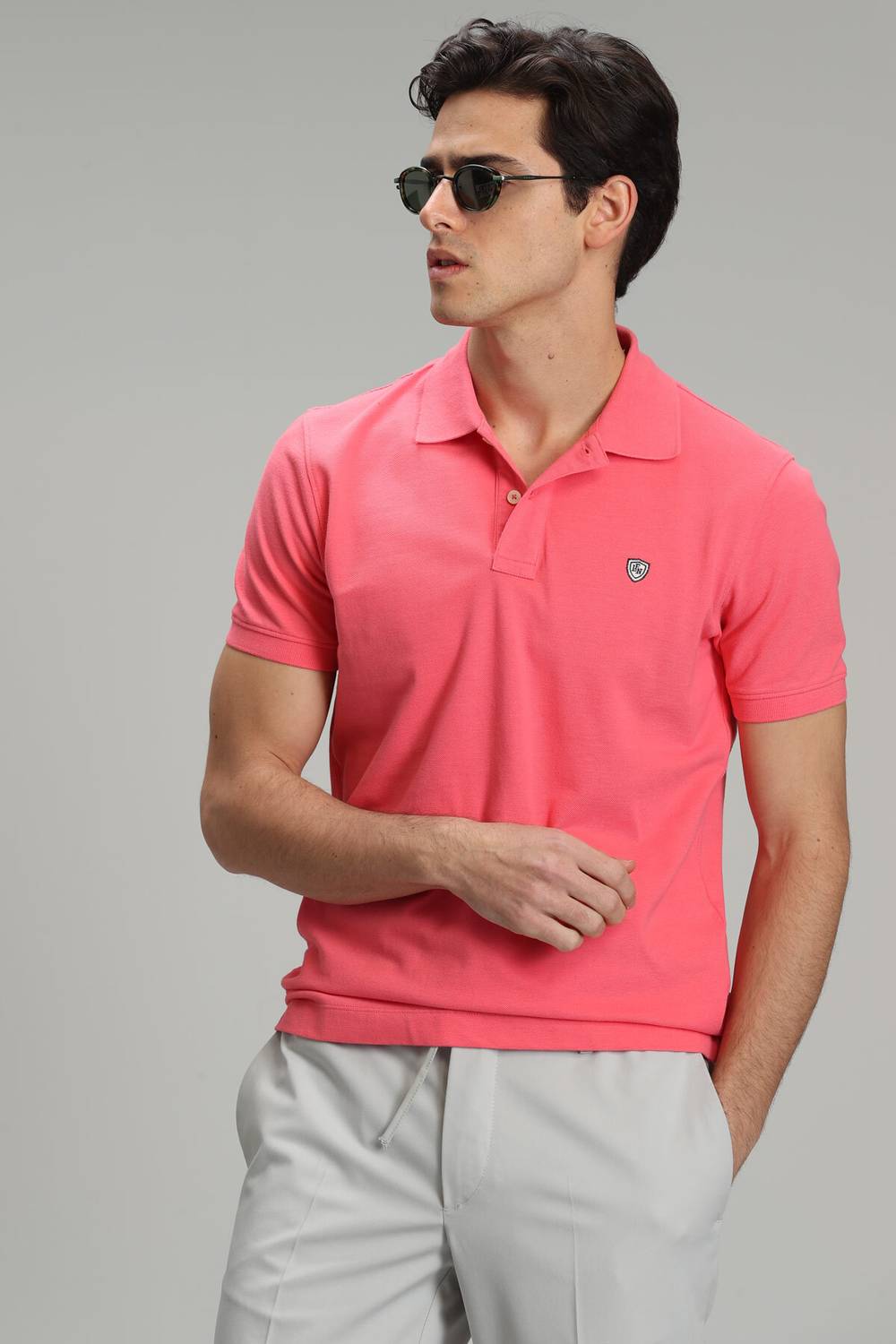 Laon Sports Polo Neck Men's T-Shirt Sugar Pink