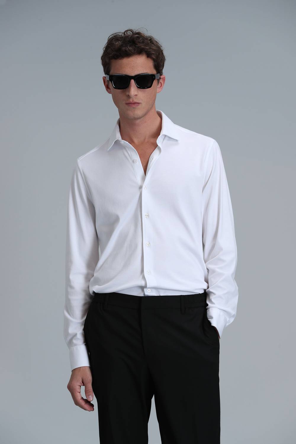 Apel Erkek Basic Gömlek Comfort Fit Beyaz