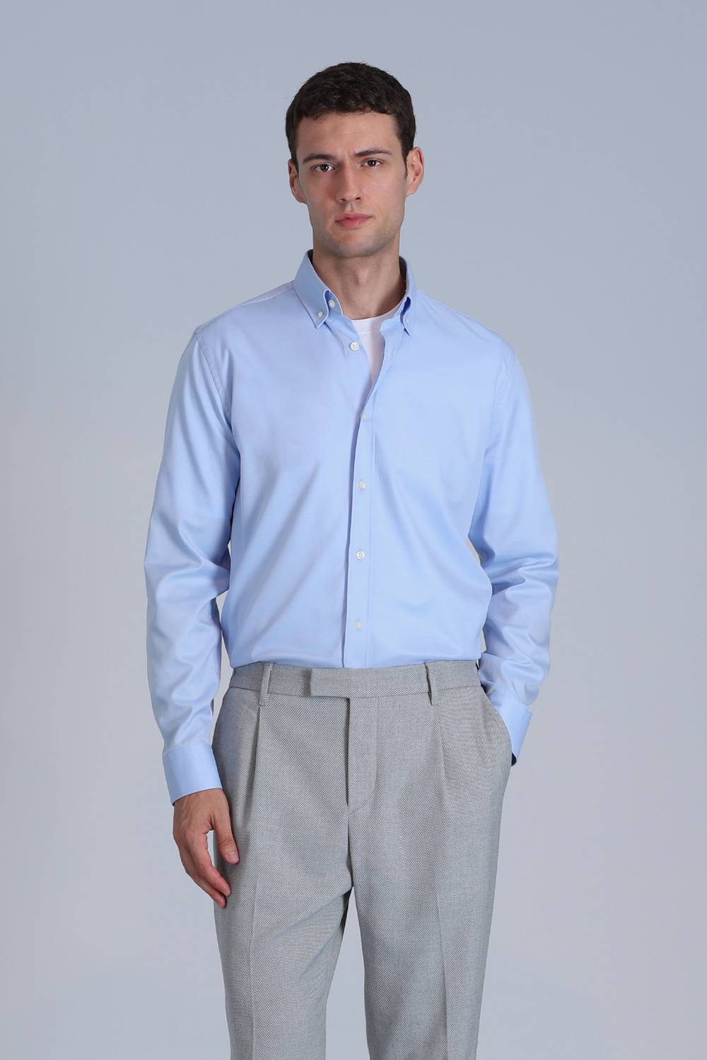 Jakob Erkek Basic Gömlek Slim Fit Mavi