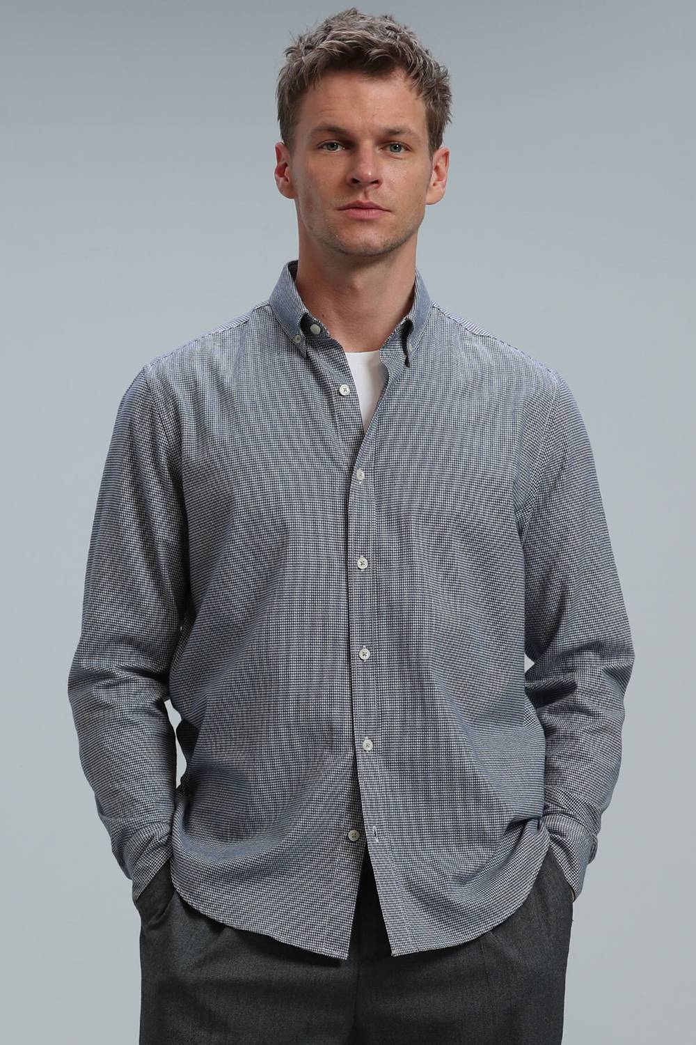 Karin Erkek Basic Gömlek Regular Fit Lacivert