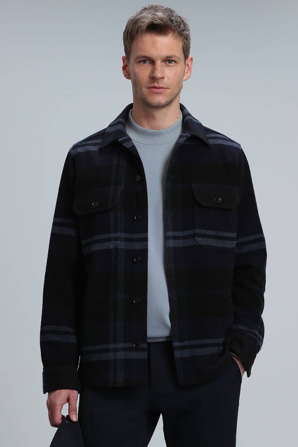 Barder Men's Basic Shirt Slim Fit Navy Blue