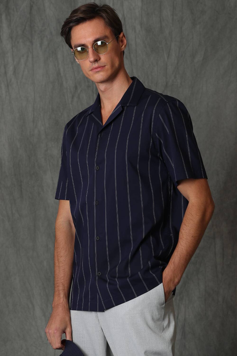 Derin Men's Smart Shirt Comfort Slim Fit Navy Blue