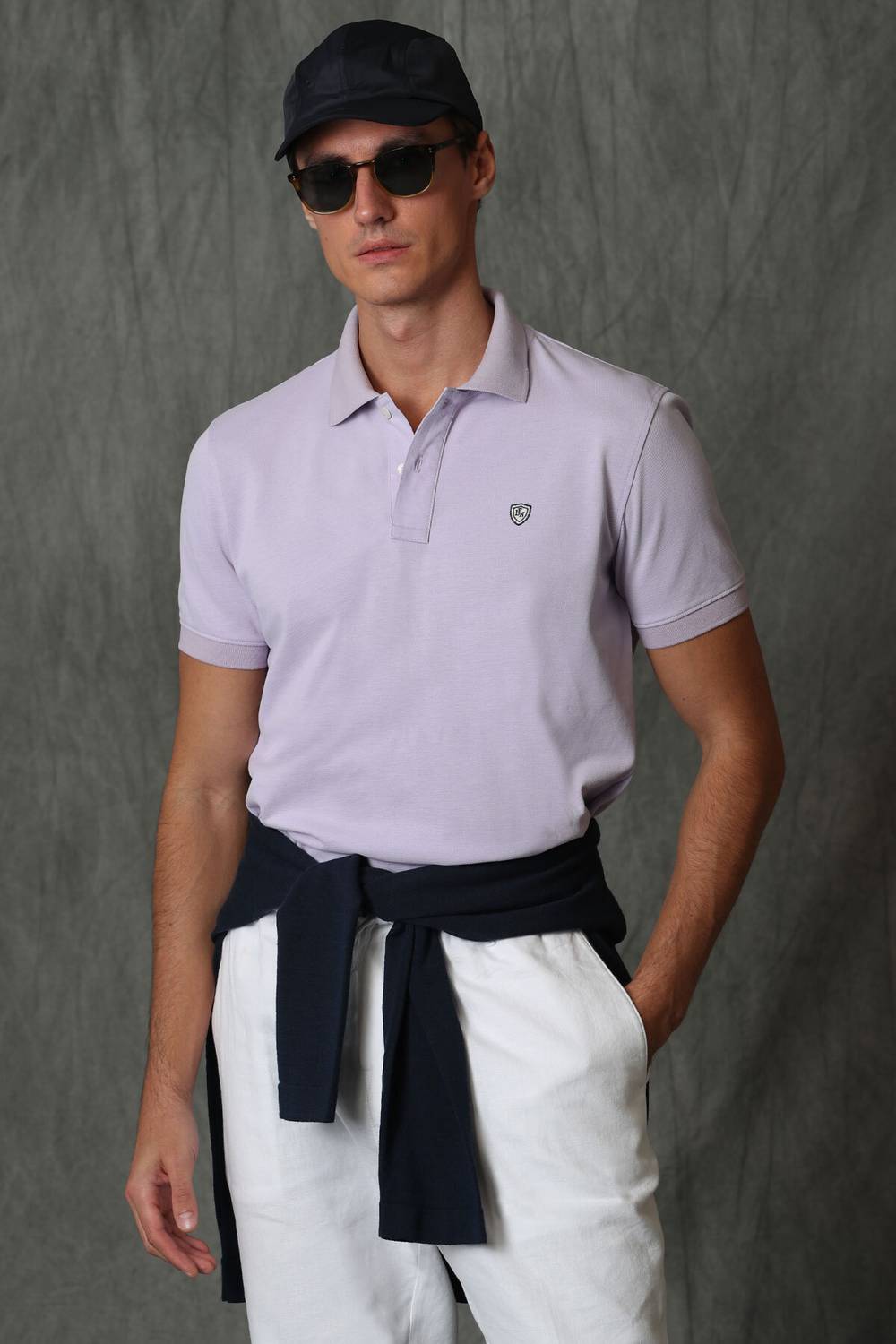 Laon Spor Polo Yaka Erkek Tisört Lila