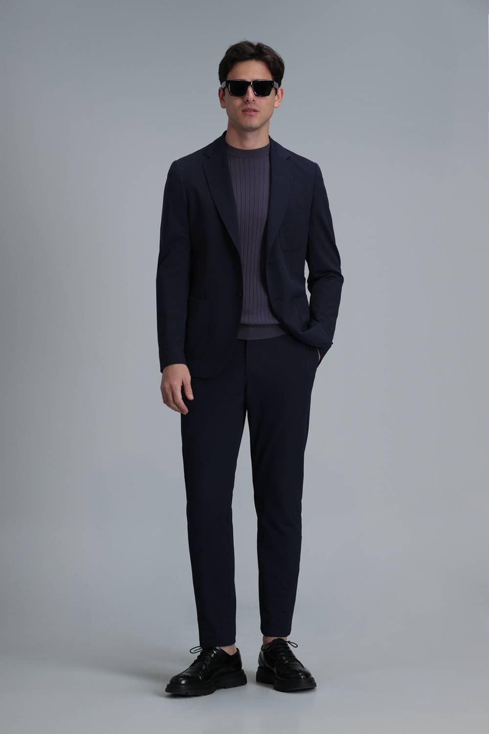 Умные мужские чиносы Hunter Slim Fit темно-синего цвета, размеры от 44 до 60