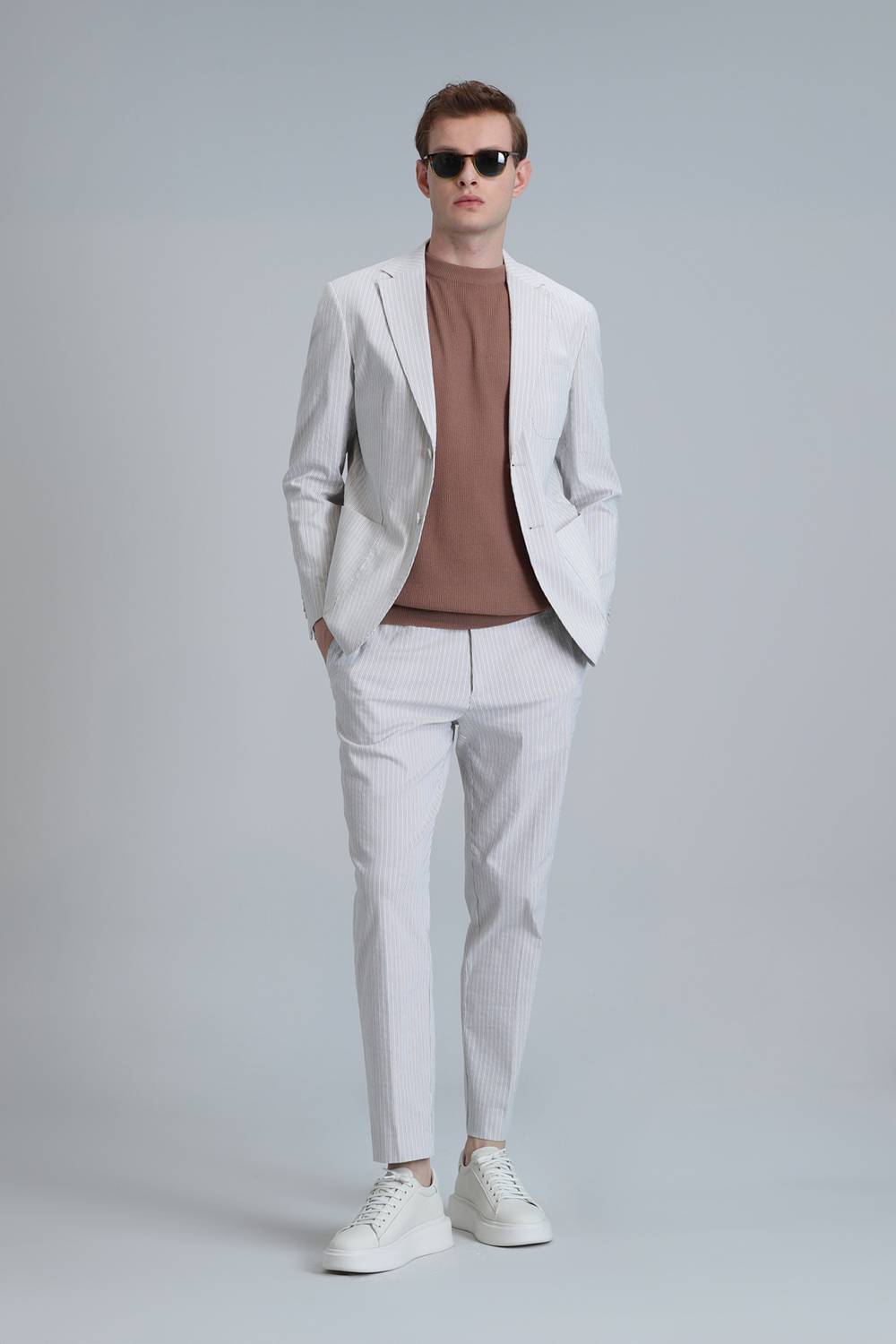 Умные мужские чино брюки Slim Fit бежевого цвета, размеры 44-58