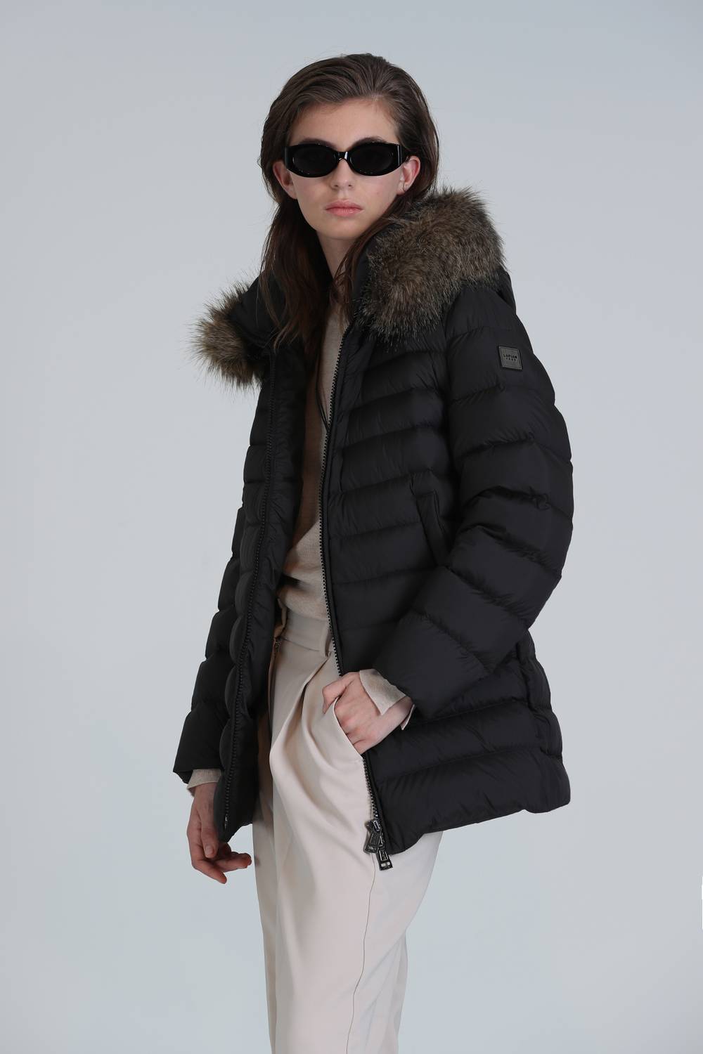 Elıt Kaztüyü Kadın Mont Siyah