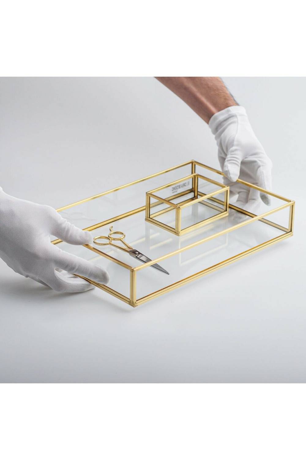 Engagement Tray Ring Box Scissors Gold Brass Brass 30x20x6cm