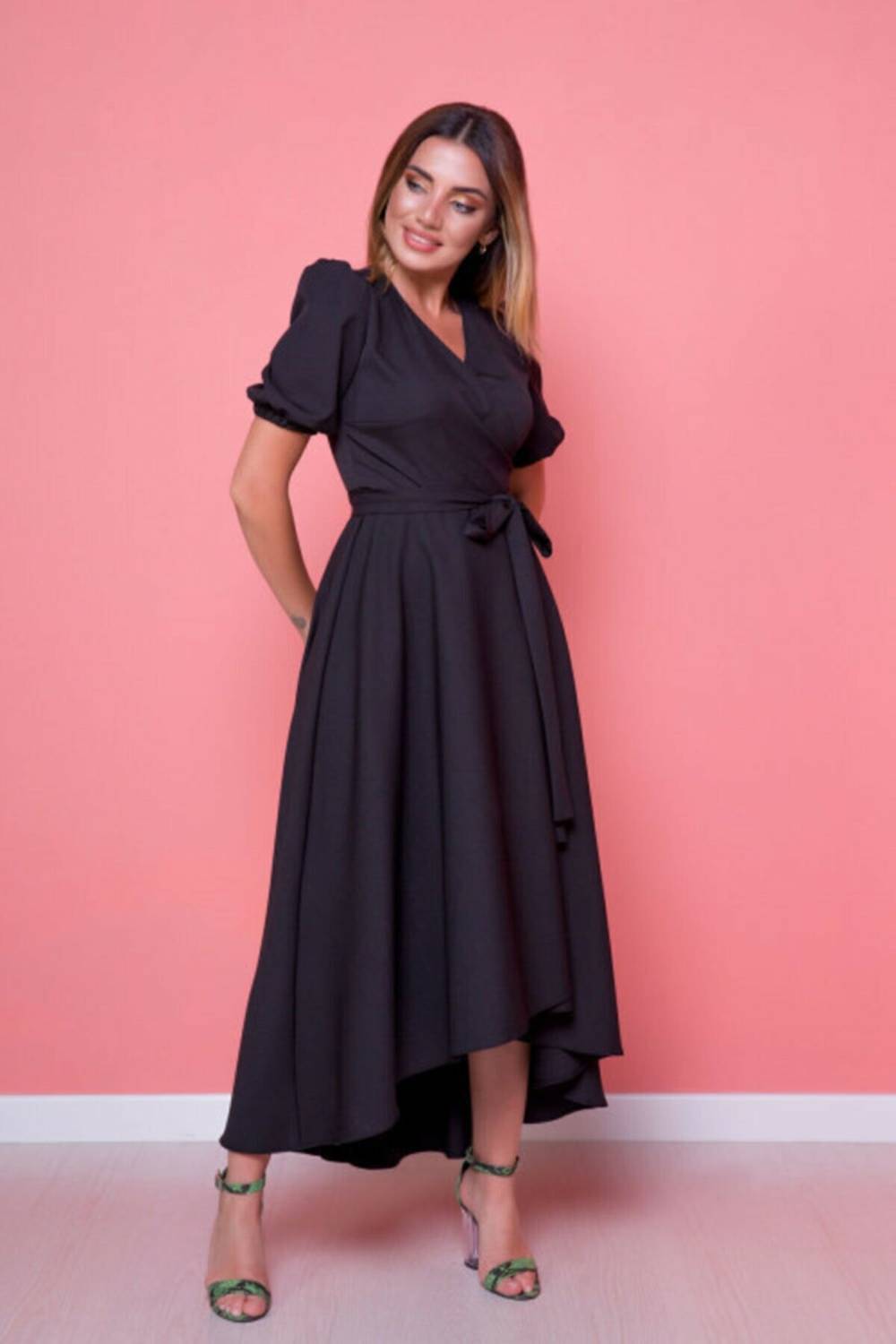 Women's Black Plus Size Asymmetrical Cut Dress