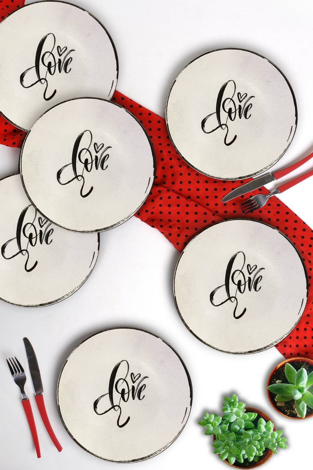 Love Serving Plate 26 Cm 6 Pieces