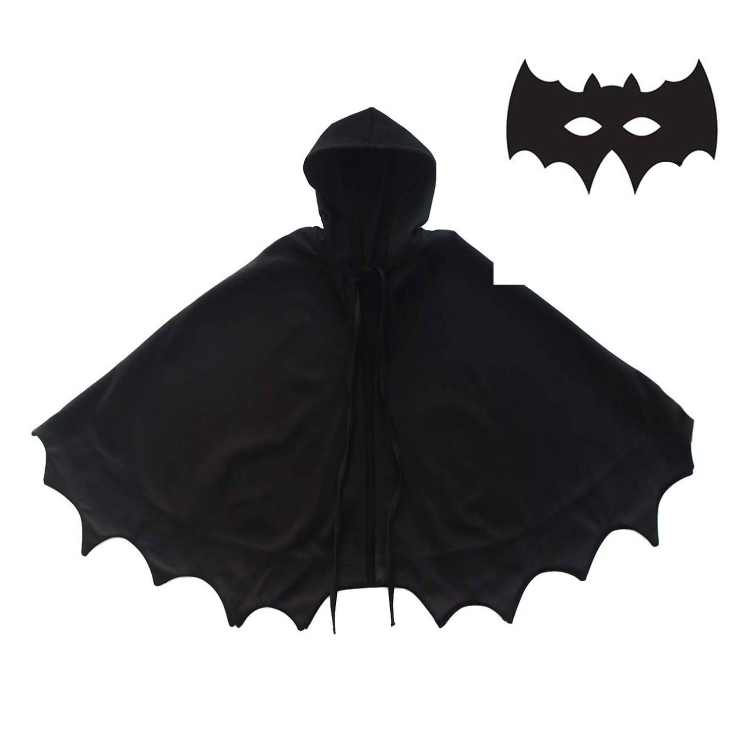 Children's Hooded Black Bat Cloak and Mask Set