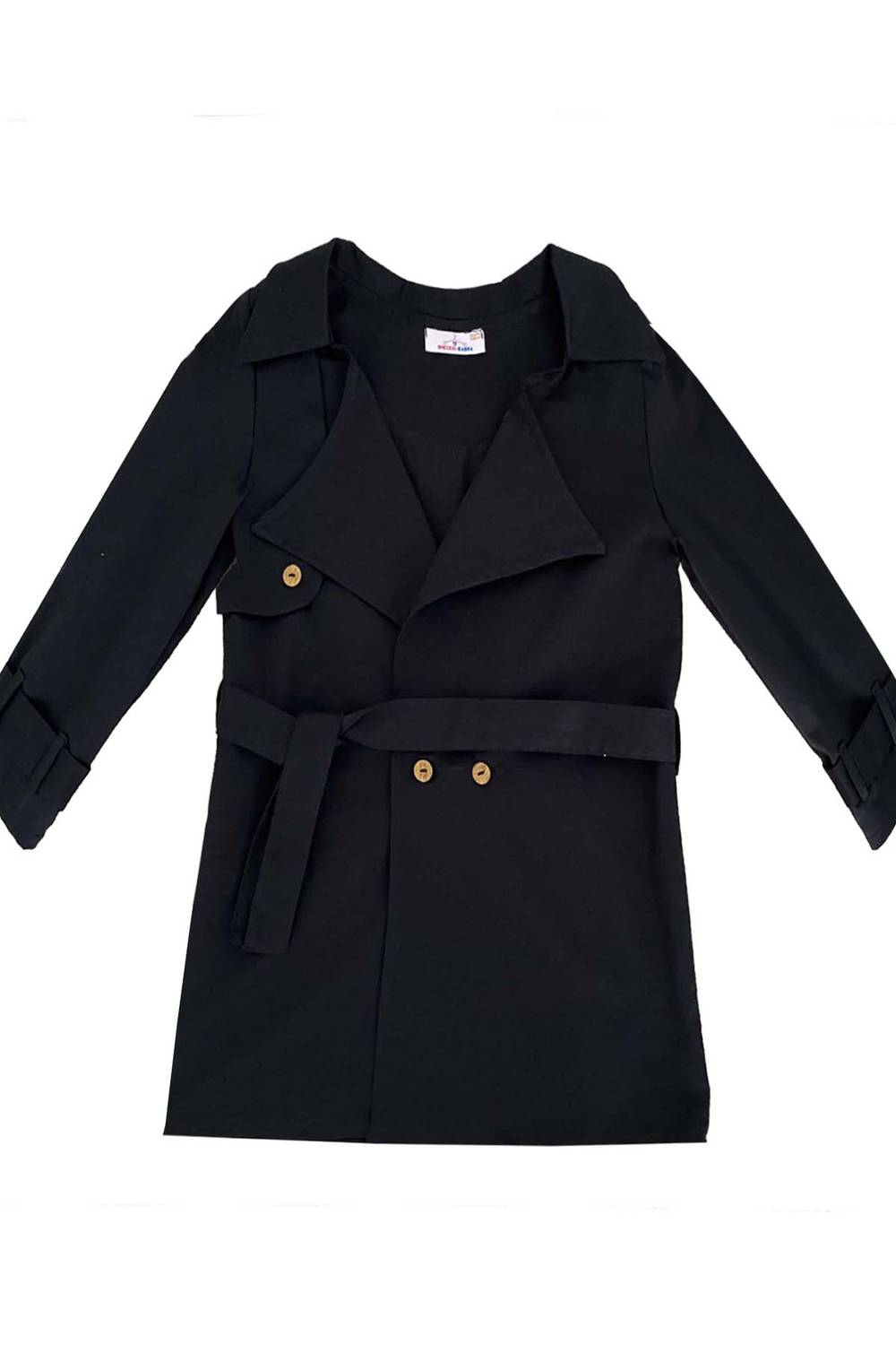 Kids Trench Coat Black With Belt