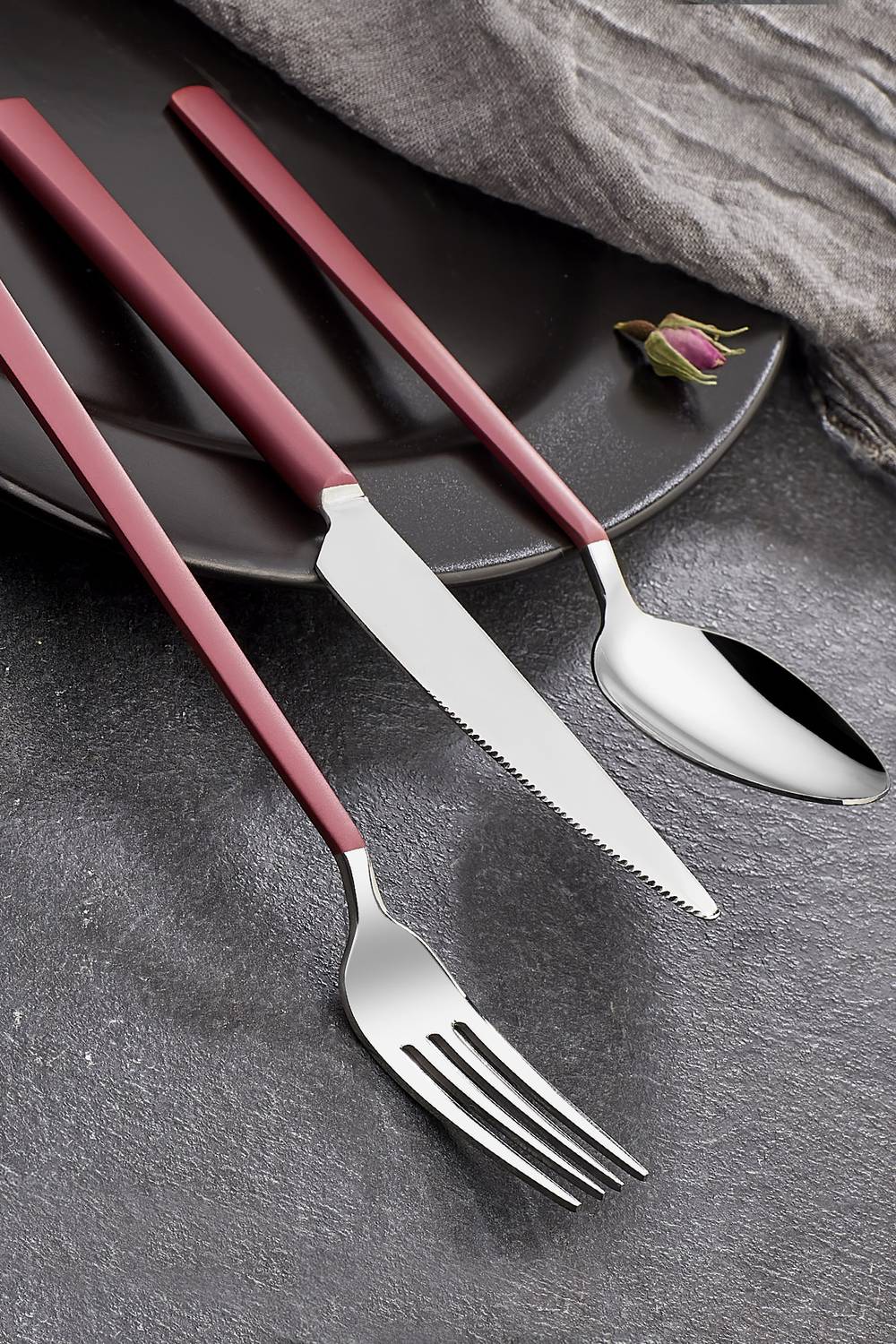 Pink Touch Matte 18 Piece Cutlery Set 18/10 Stainless Steel