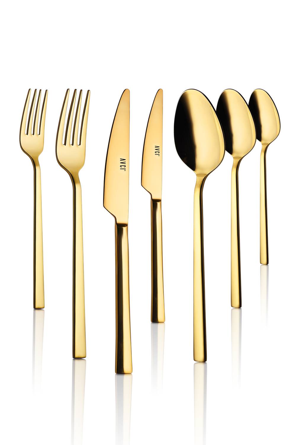 Klas Titanium Gold 7 Pieces Single Cutlery Set 18/10 Stainless Steel